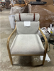 Boucle Upholstered Wood Arm Chair - Oatmeal