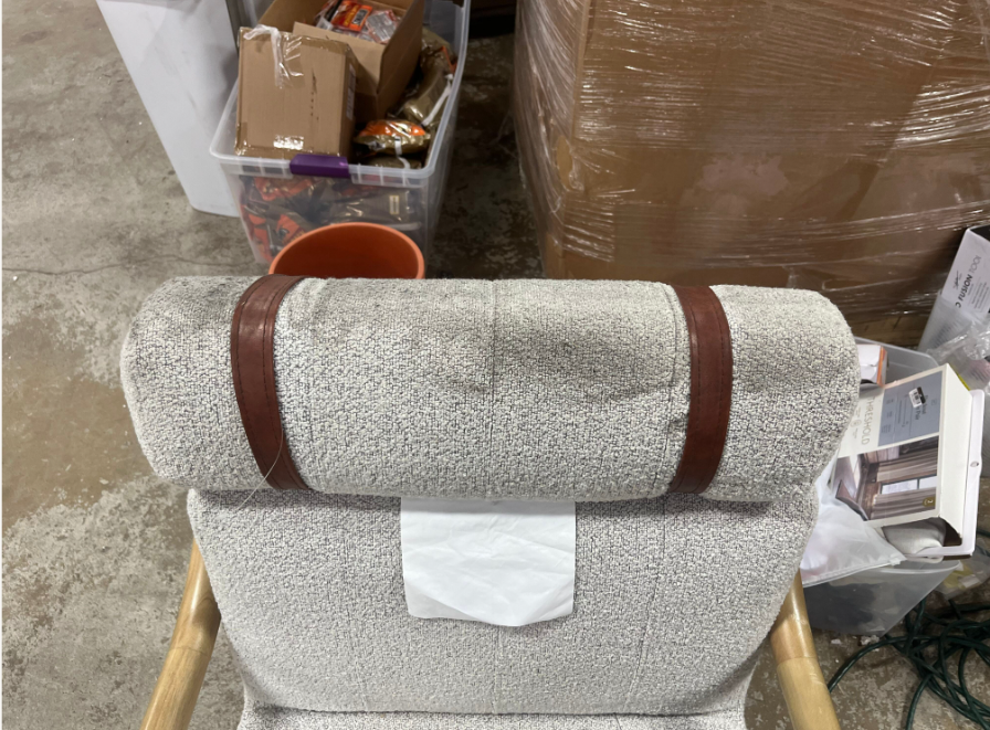 Boucle Upholstered Wood Arm Chair - Oatmeal