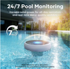 24/7 Water Quality Monitor for Pools, Tracks TDS, EC, pH, Temp & ORP, Solar-Powered-Gray