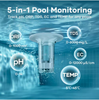 24/7 Water Quality Monitor for Pools, Tracks TDS, EC, pH, Temp & ORP, Solar-Powered-Gray