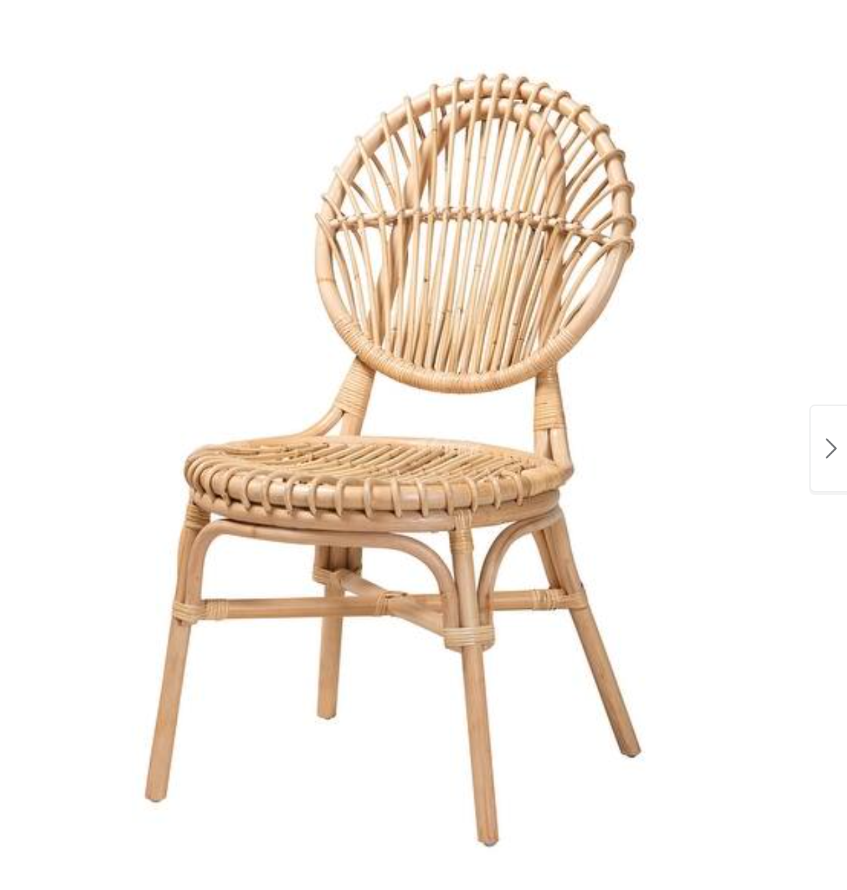 Iris Modern Bohemian Natural Brown Rattan Dining Chair SHOWROOM ITEM