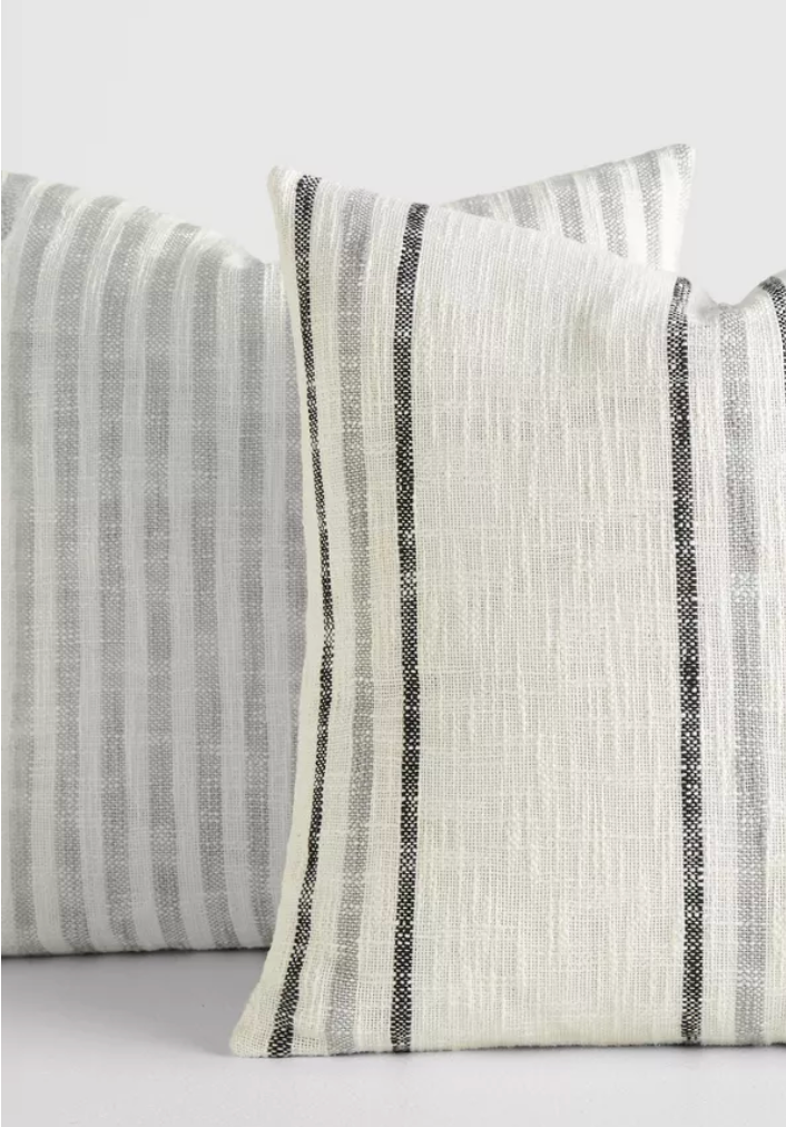 2-Pack Yarn-Dyed Patterns Gray Throw Pillows SHOWROOM ITEM