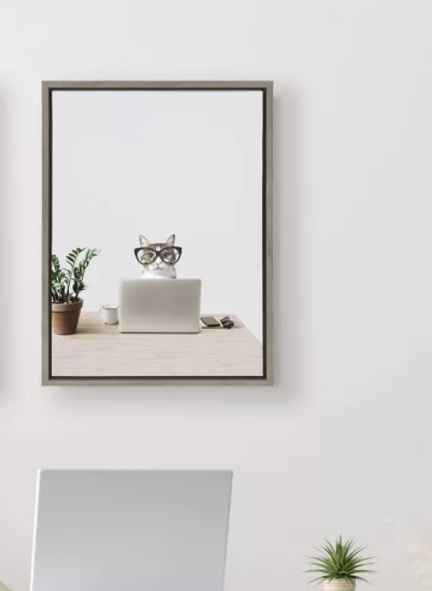 18" x 24" Sylvie Creative Cat Framed Canvas Art SHOWROOM ITEM