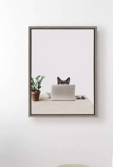 18" x 24" Sylvie Creative Cat Framed Canvas Art SHOWROOM ITEM