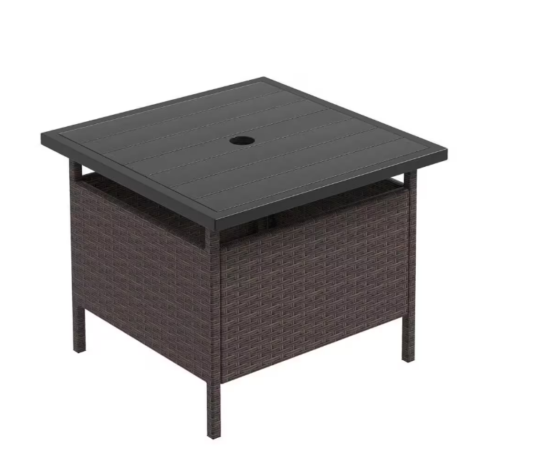 22 in. Patio Metal Rattan Square Side End Table - SHOWROOM ITEM 