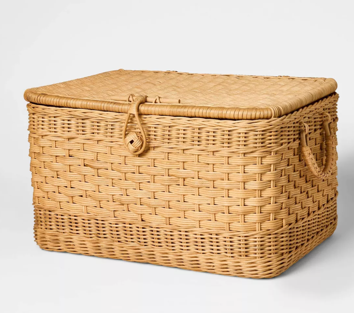 Lidded Rattan Basket SHOWROOM ITEM