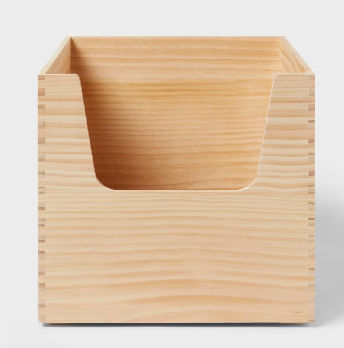 Stackable Kids' Wood Storage Bin Natural  SHOWROOM ITEM