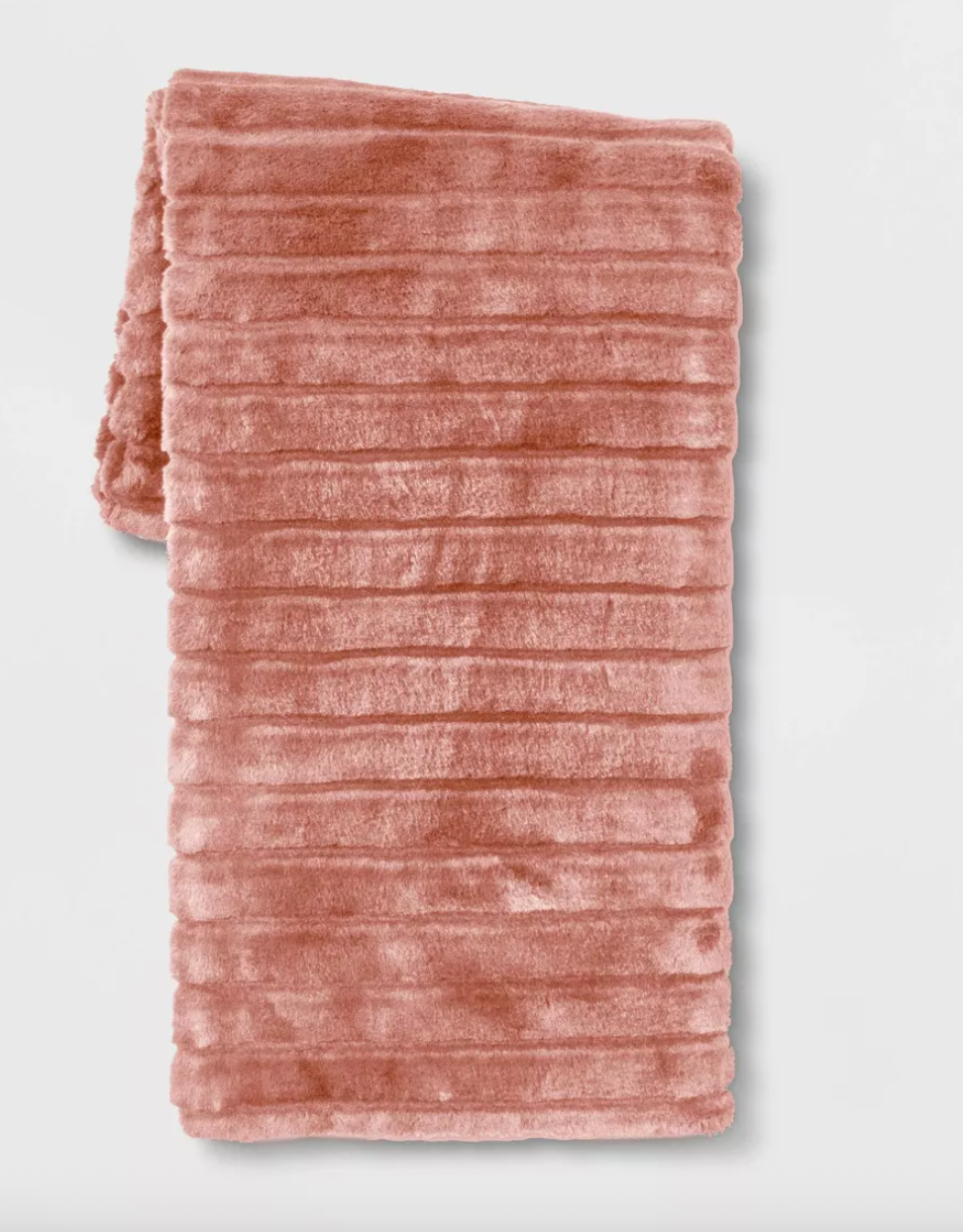 Textured Faux Fur Reversible Throw Blanket SHOWROOM ITEM