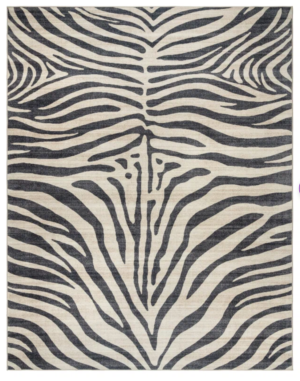 5x7 Zebra Black Ivory Cream Modern Animal Print Washable Flat Pile Indoor Area Rug SHOWROOM ITEM