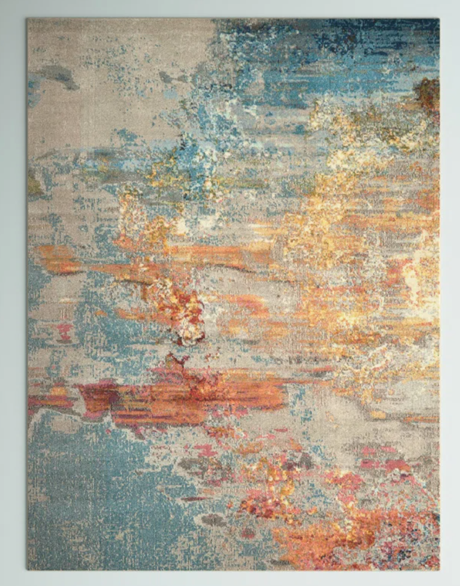 Adrihana Abstract Blue/Yellow Area Rug SHOWROOM ITEM  7'10" x 10'6"