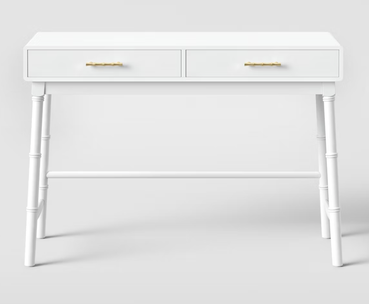 Oslari Wood Writing Desk with Drawers White SHOWROOM ITEM
