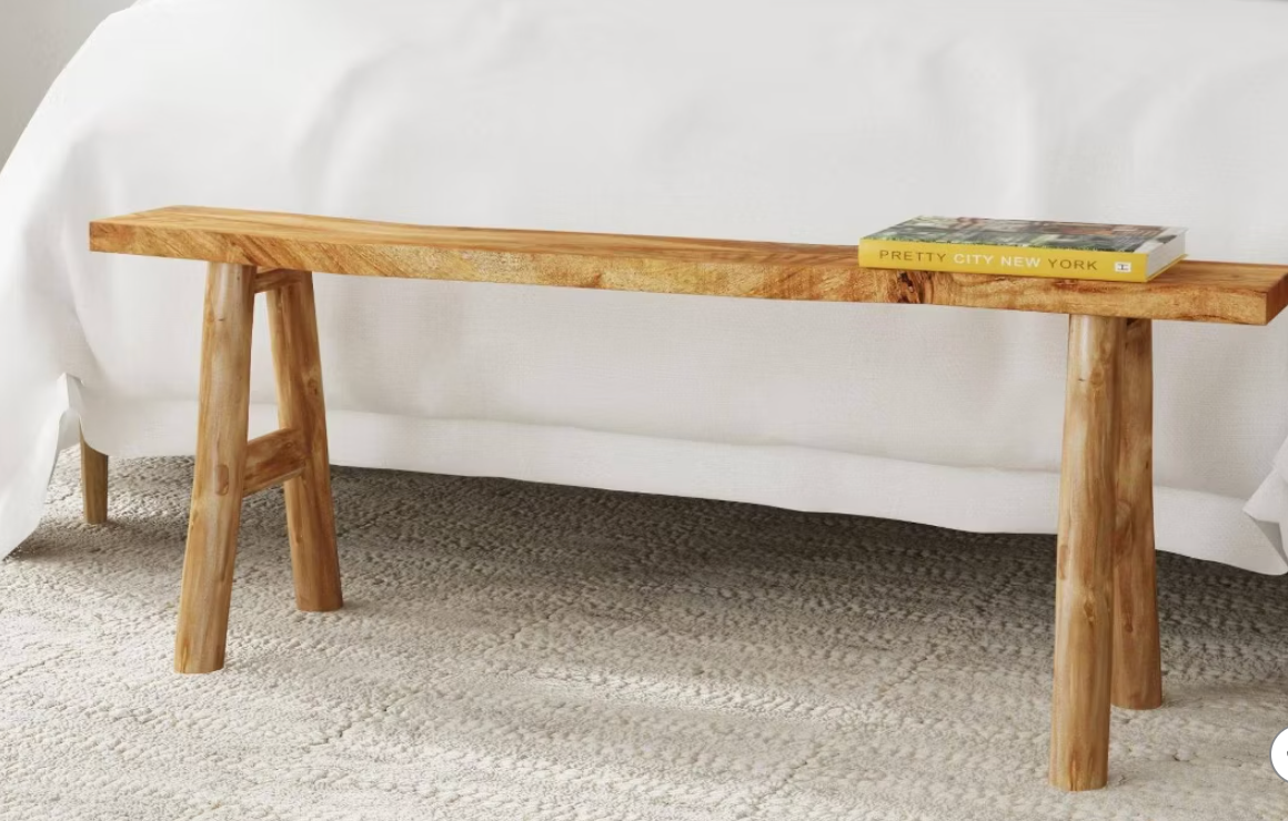 East at Main Acacia Skinny Bench Brown SHOWROOM ITEM