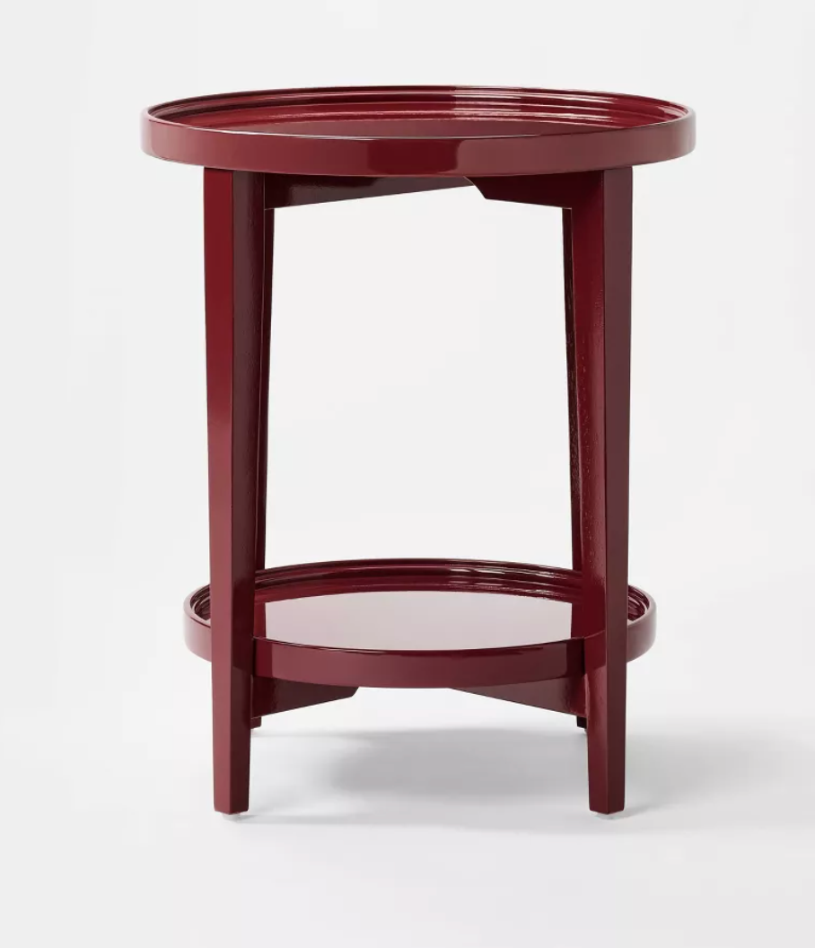 Accent Table Wood Round Lacquer Finish SHOWROOM ITEM