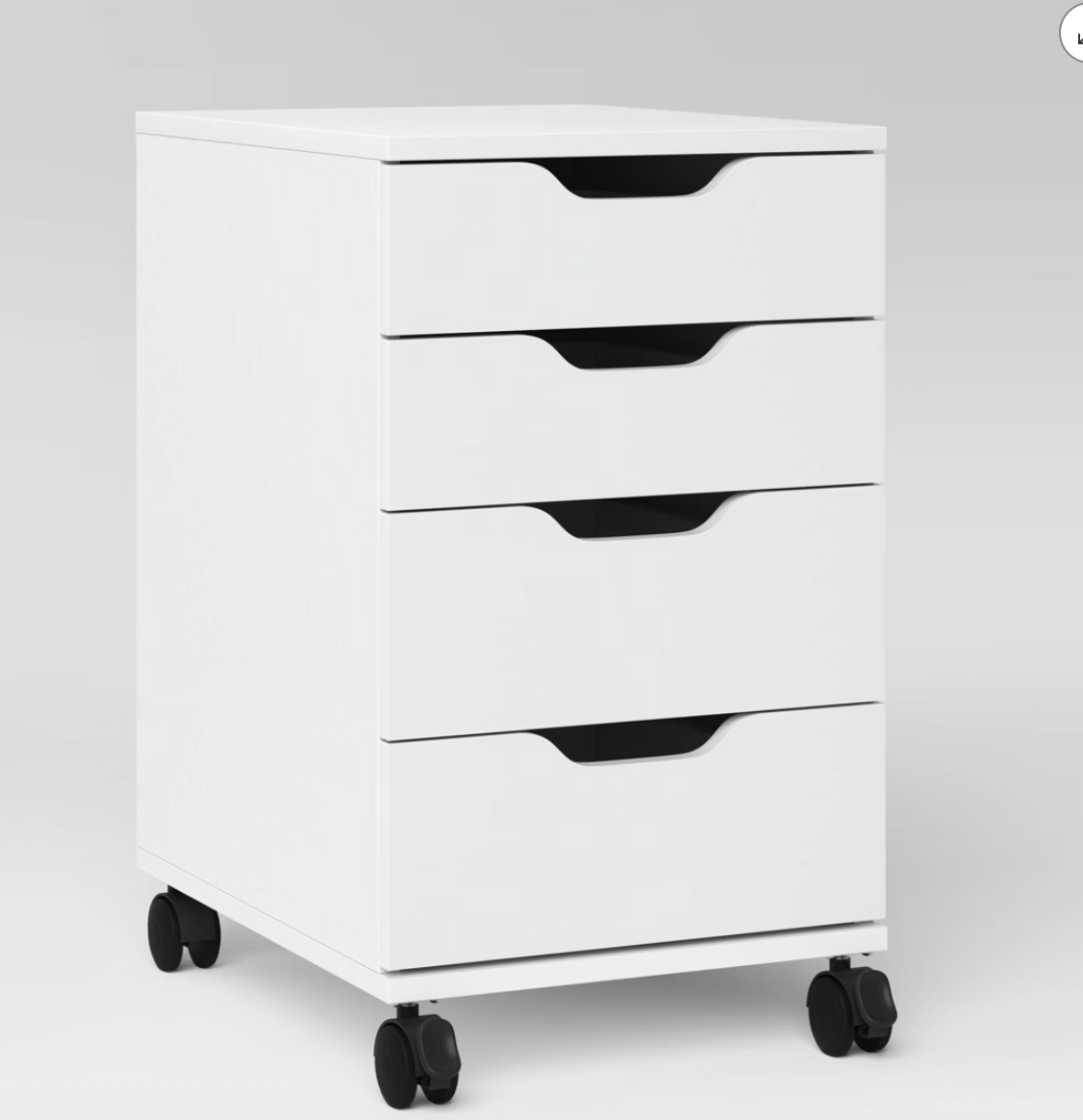 Loring Rolling Cabinet White  SHOWROOM ITEM