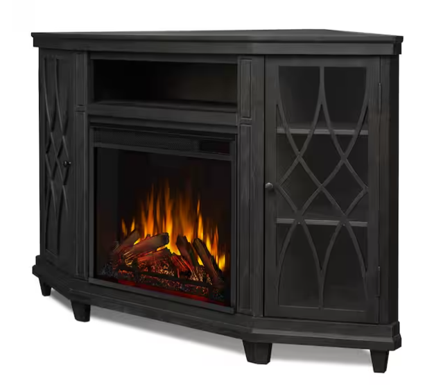 Corner Electric Fireplace in Gray