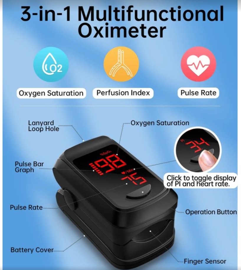 Pulse Oximeter Fingertip- Mini Oximeter Oxygen Saturation Monitor for SpO2/Heart Rate/PI, with Auto Graph Display,FSA/HSA Eligible