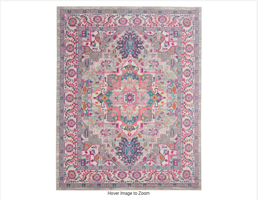8' X 10' Nourison Passion Persian Area Rug - Light Grey/Pink  SHOWROOM ITEM