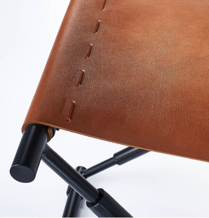 Preston Folding Leather Sling Ottoman