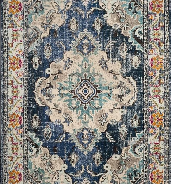 12 x 18 Navy/Light Blue Indoor Distressed/Overdyed Oriental Area Rug