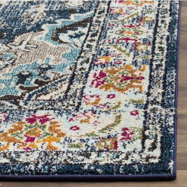 12 x 18 Navy/Light Blue Indoor Distressed/Overdyed Oriental Area Rug