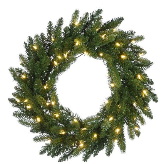 24 in. Artificial Feel Real Grande Fir Wreath with 50 Warm White LED Lights (no further discounts)