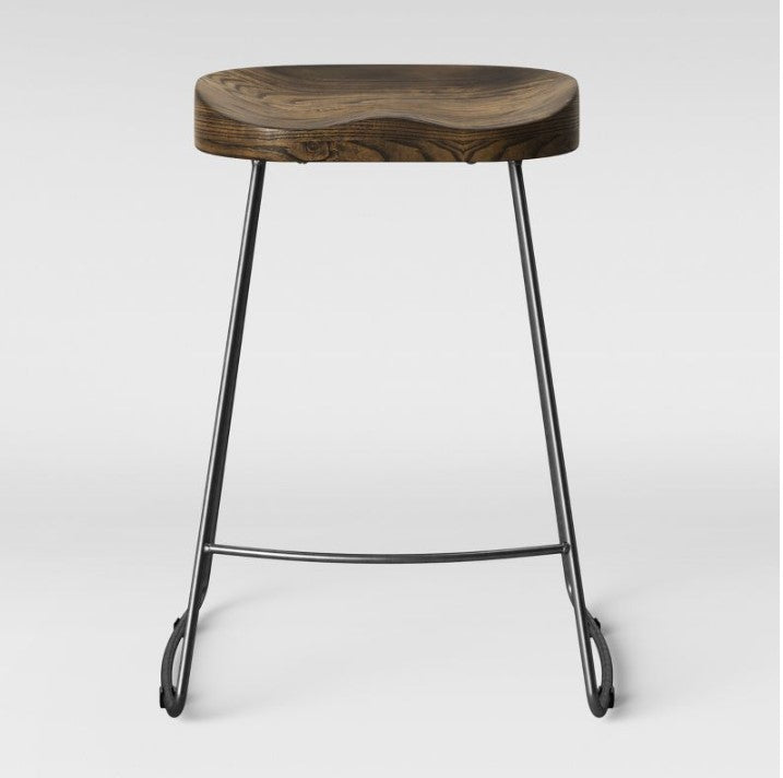 Hull Low Back Wood/Metal Counter Height Barstool Salvage & Co Indy