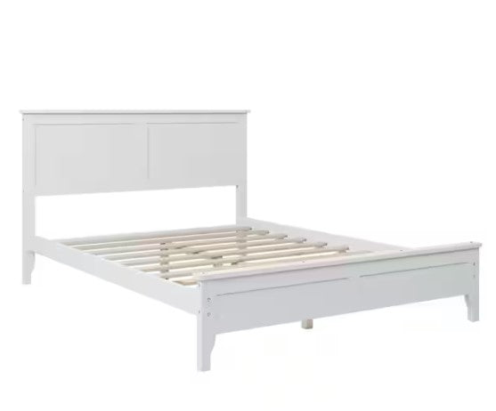 54.3 in. W White Modern White Solid Wood Full Platform Bed