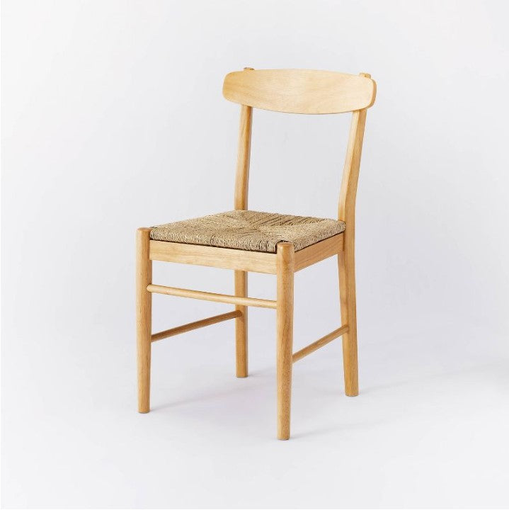 SET OF 2 Studio McGee Logan Wood Dining Chair with Woven Seat