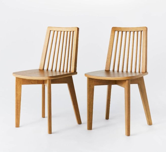 SET OF 2 Studio McGee Linden Wood Dining Chairs