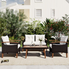 2-Pieces Rattan Patio Conversation Set with Off-white Cushions