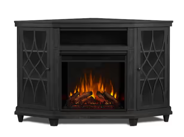 Corner Electric Fireplace in Gray