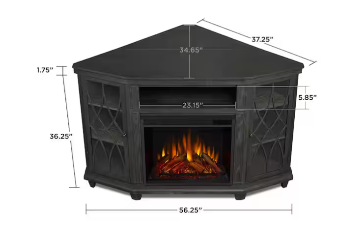 Corner Electric Fireplace in Gray