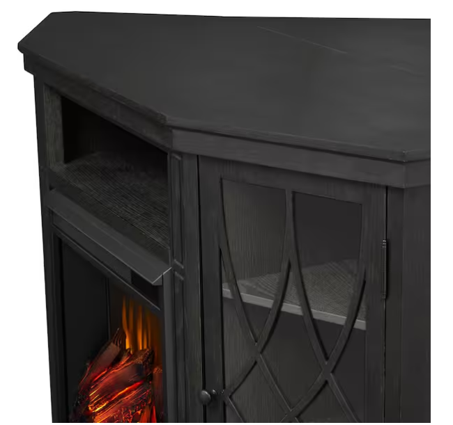 Corner Electric Fireplace in Gray