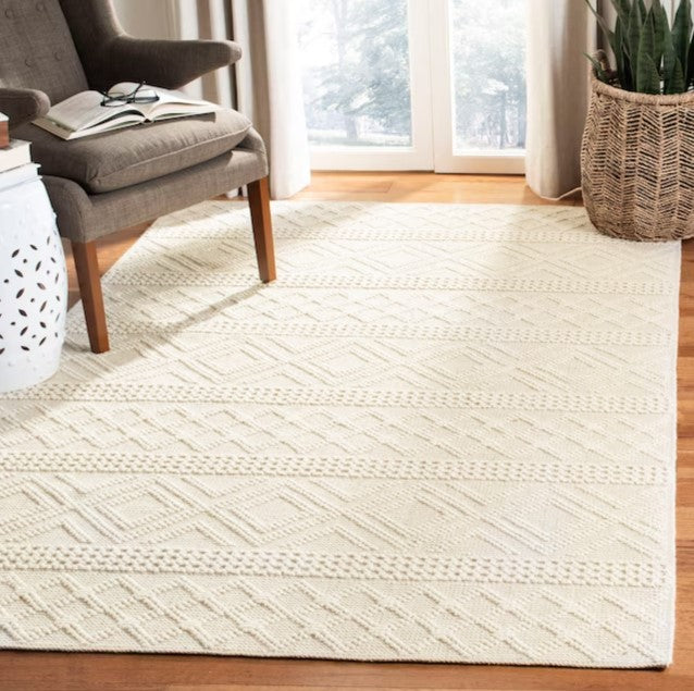 9 x 12 Wool Ivory Indoor Abstract Area Rug
