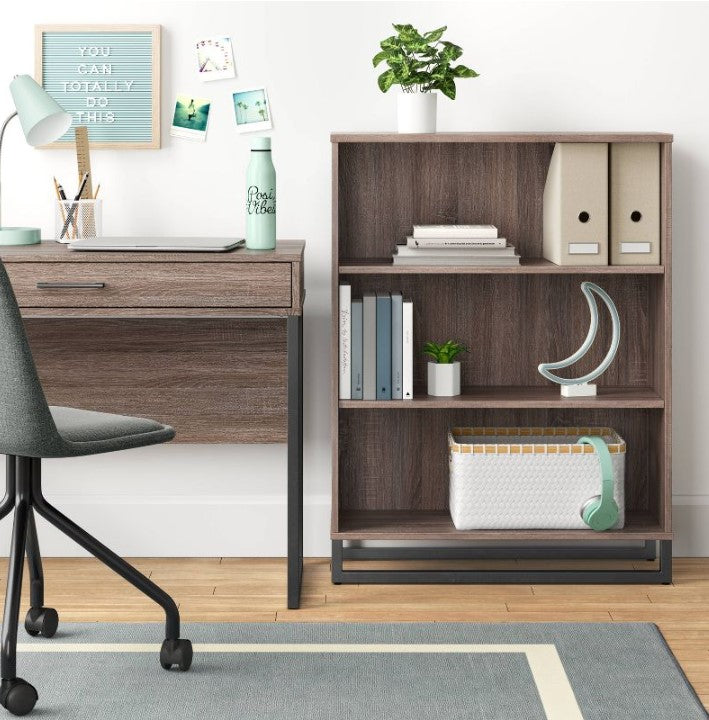 Mixed Material Writing Desk Gray