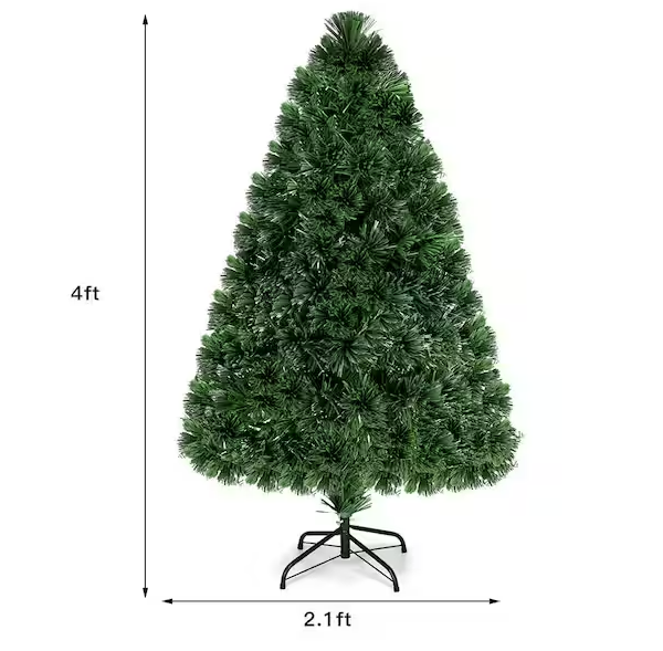 Pre-Lit Fiber Optic Artificial PVC Christmas Tree with Metal Stand Holiday