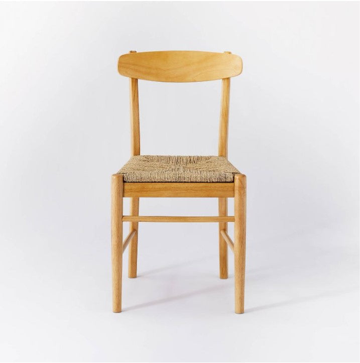 SET OF 2 Studio McGee Logan Wood Dining Chair with Woven Seat