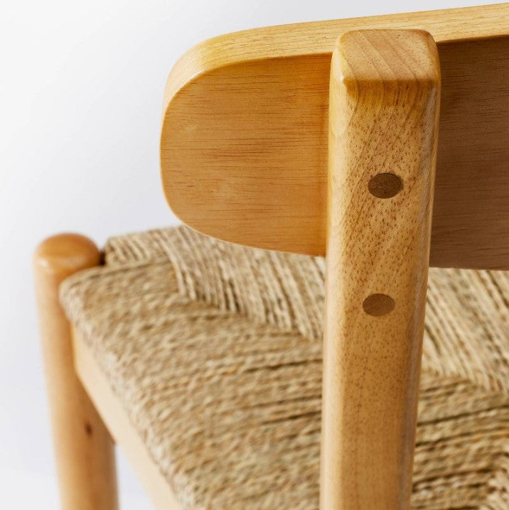 SET OF 2 Studio McGee Logan Wood Dining Chair with Woven Seat