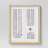 (Set of 2) Curve Lines Framed Under Glass Black