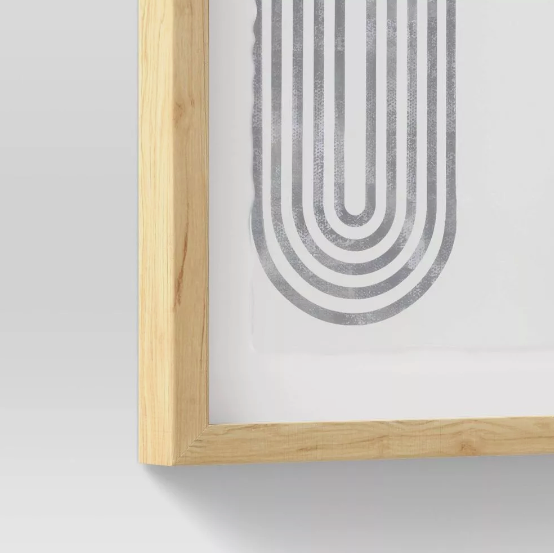 (Set of 2) Curve Lines Framed Under Glass Black
