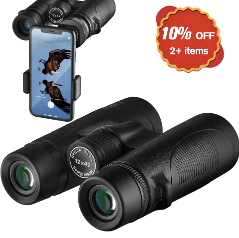 Binoculars for Adults and Kids, Hunting, Bird Watching Travel Concerts Sports Stargazing and Planets-Large Lens Prism-with Phone Mount