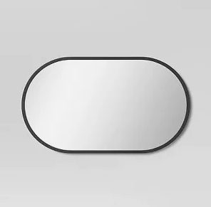 Metal Oval Pill Mirror Black