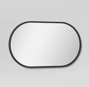 Metal Oval Pill Mirror Black