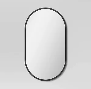Metal Oval Pill Mirror Black