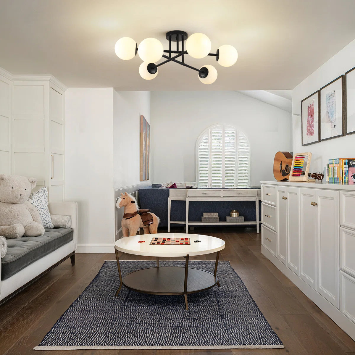 Semi Flush Mount Ceiling Light Fixture, 6 Lights Modern Sputnik Chande ...