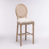 Wooden Barstools, Rattan Back Upholstered Seating Accent Chairs, French Country Style Bar Chairs Set for 2 - Cream