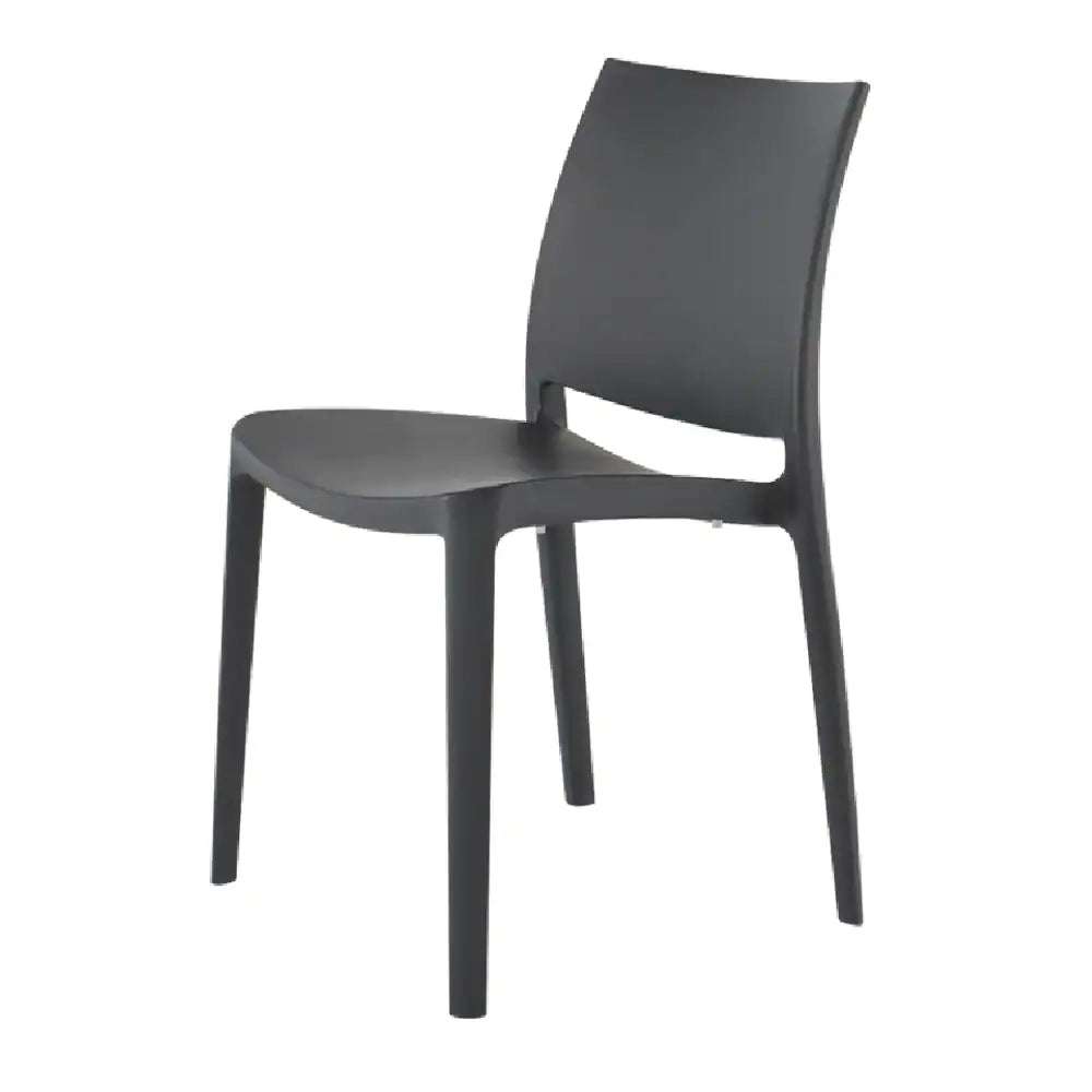Sensilla Resin All-Weather Stackable Dining Chair (Set of 4) - Dark Grey