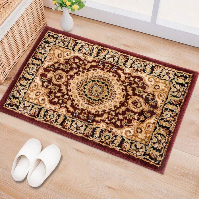 Shiflett Oriental Area Rug in Burgundy Red, Rectangle 2' x 3'