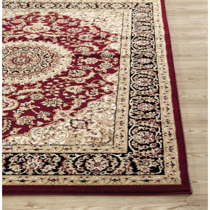 Shiflett Oriental Area Rug in Burgundy Red, Rectangle 2' x 3'