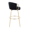Battista Fixed-Height Gold Bar Stool with Round Gold Footrest (Set of 2) - Black Velvet/Gold